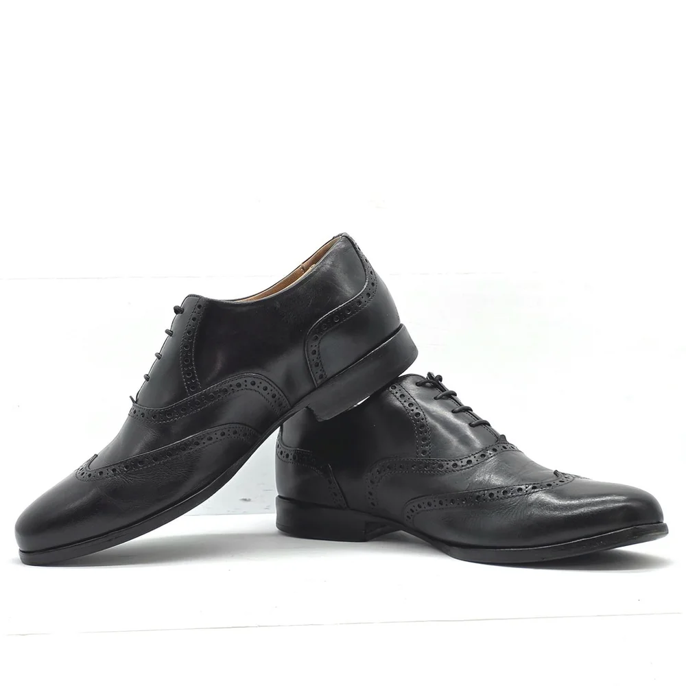 Wolf & Shepherd Senna Wingtip Oxford Shoes Men 8 Black Italian Leather